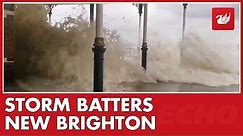 New Brighton hit by flooding and devastating waves