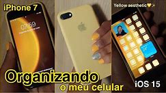 ORGANIZANDO MEU CELULAR DO ZERO iPhone 7-yellow aesthetic💛|Dry Miranda