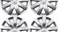15 inch Hubcaps Best for 2004-2006 Toyota Camry - (Set of 4) Wheel Covers 15in Hub Caps Silver Rim Cover - Car Accessories for 15 inch Wheels - Snap On Hubcap, Auto Tire Replacement Exterior Cap