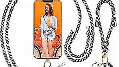 Universal Phone Lanyard with Wrist Strap, Adjustable Crossbody Cell Phone Lanyard Neck Strap and Wristlet Strap with 2 Lobster Clips, Phone Tether Patches and Phone Straps (Beige/Navy Blue, 2 Pack)