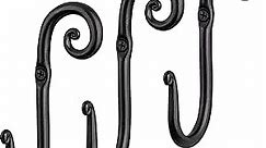 RTZEN Wall Mount J Hook - Wrought Iron Decorative Wall Hooks for Hanging - Handcrafted Classic Wall Mounted Black Coat Hooks - Farmhouse Towel Hooks Robe Hooks or Hat Hooks - 3 Pack