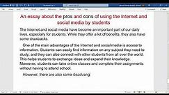 grade 8 writing - essay about advantages and disadvantages of using internet and social media