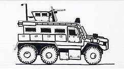 How to Draw a Cougar MRAP Military Vehicle | Як Намалювати Військову Машину Cougar MRAP