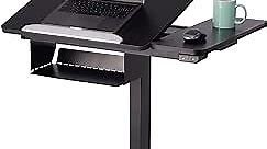 TOPSKY Electric Height Adjustable Standing Laptop Study Desk with Tilting Board and Wheels for Home Office Use (Black)