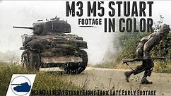 WW2 M3 M5 Stuart Light Tank Early/Late - Color footage.