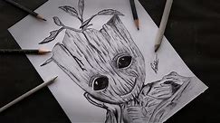 How to draw baby Groot in easy steps
