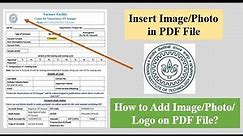 How to Insert or Add Photo/Logo on PDF File? | How to insert image on PDF? | Add picture on PDF File