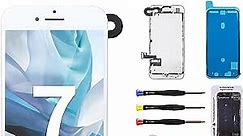 CYKJGS for iPhone 7 Screen Replacement White with Home Button 4.7" 3D Touch LCD Display Digitizer Full Assembly with Front Camera Ear Speaker Front Glass Fix Tools Repair Kit for A1660, A1778, A1779