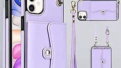 for iPhone 11 Case 6.1 Inch, Crossbody Purse Wristlet Shoulder Strap Trendy Protective Cover for iPhone 11 (Purple)