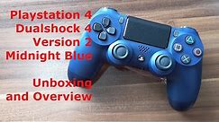Playstation 4 Dualshock 4 V2 Controller Midnight Blue Color Unboxing and Overview