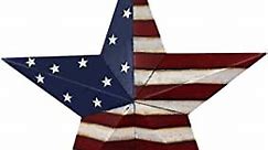 E-view Metal American Flag Barn Star Decor Patriotic Mounted 3D Wall Art July of 4th Decoration 12"-A