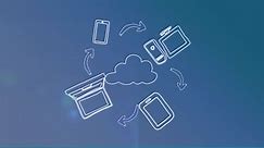 Premium stock video - Animation of business and cloud icons on blue background