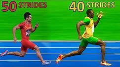 Elite Sprinters with the Most v Least STRIDES per 100m