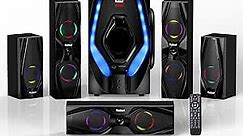 Bobtot Surround Sound Speakers 1200W Peak Power Home Theater System with RGB Lights - 10" Subwoofer 5.1/2.1 Wired Stereo System Strong Bass Bluetooth Input Home Audio System