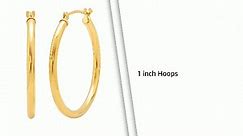 14K Gold 1 inch Hoop Earrings for Women
