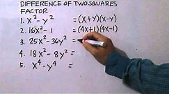 Factoring Difference of Two Squares