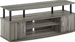 Furinno JAYA Large Entertainment Stand for TV Up to 55 Inch, French Oak Grey/Black