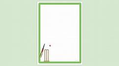 Simple Blank Cricket Bat Ball Bails Stumps Wicket Page Border