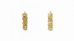 Italian 14kt Yellow Gold Byzantine Hoop Earrings. 1 1/8