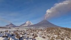 Timelapse of Russia's largest volcano erupting