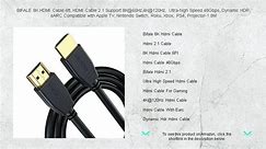 BIFALE 8K HDMI Cable 6ft, HDMI Cable 2.1 Support 8K@60Hz,4K@120Hz, Ultra-high Speed 48Gbps, Dynamic HDR, eARC Compatible with Ap