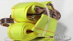2" X 16' DKG Double J Hook Strap with Ratchet Tie Down - Cargo Ratchet Straps with J Hooks