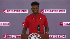 Jordan Battle addresses the media as Alabama prepares to face Georgia in the 2021 SEC Championship