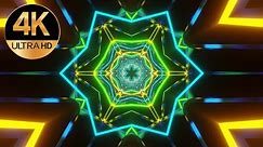 10 Hour 4k Tv screensaver multi Metallic Color Abstract neon tunnel Background Video loop, no sound