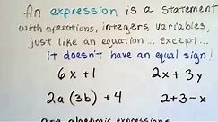 Get ready for Algebra #8, Equations vs expressions