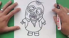 Como dibujar un minion zombie paso a paso - Minions | How to draw a zombie minion - Minions