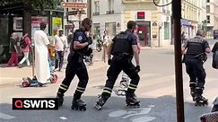 American in Paris amused by "bunch of Kens" police officers on rollerblades