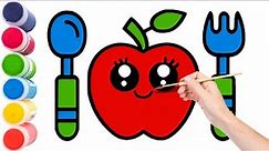 Learning how to draw a red apple | Learn Painting Apple with Easy Way for Kids