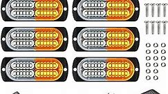 LED Strobe Lights for Trucks, 8x Amber White 24 LED Surface Mount Strobe Warning Emergency Flashing Light with Controller and Wires