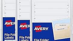 Avery Easy Peel File Folder Labels on 4" x 6" Sheets, 2/3" x 3-7/16", White, 3 Pack, 756 Labels Total (32131)