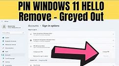 Fix Remove PIN Greyed Out in Windows 11 in 2022 to Remove Compelately