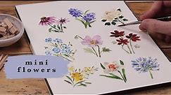 9 Mini Watercolor Flowers | How To Paint Florals for Beginners