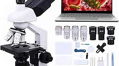 Poothoh Compound Trinocular Microscope, 40X-5000X Magnification, Research Grade Professional Microscope with USB Camera and Mechanical Stage, Microscope for Adults