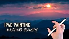 IPAD PAINTING MADE EASY - Mountains Sunset landscape tutorial in Procreate