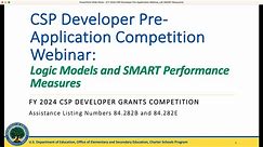 CSP Developer Pre-Application Competition Webinar: Logic Models and SMART Performance Measures