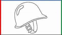 How to draw Military helmet [emoji] step by step for beginners