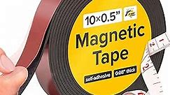 Flexible Magnetic Tape - Magnetic Strip with Strong Self Adhesive - Ideal Magnetic Roll for Craft and DIY Projects - Sticky Magnets for Fridge and Dry Erase Board (1/2 Inch x 10 Ft)