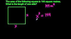Finding the Side of a Square given the Area