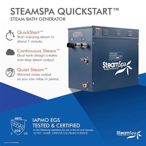 steamspa oasis  kw quickstart steam bath generator package