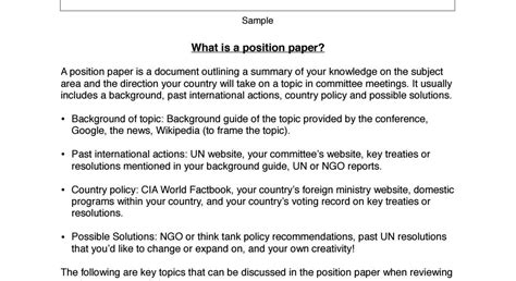 mun position paper wmo guide  position papers mun world health