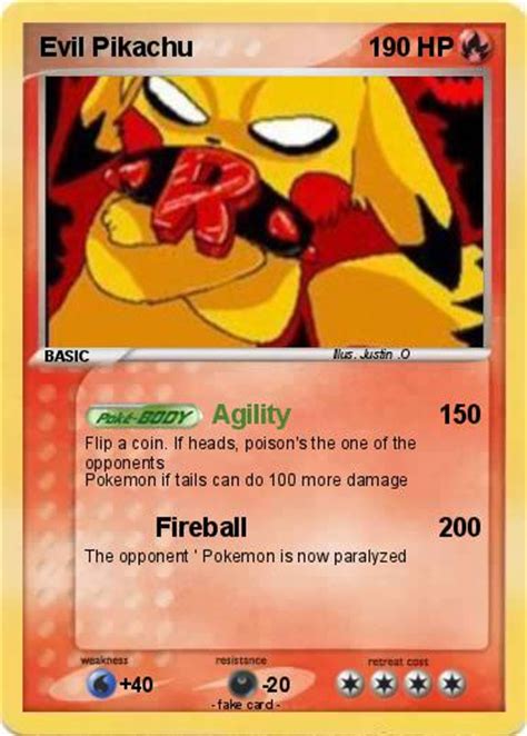pokemon evil pikachu   agility  pokemon card