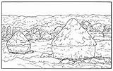 Coloring Pages Claude Haystack Impressionist Monet Haystacks Book Morning End Summer Painting Works Great Choose Board sketch template