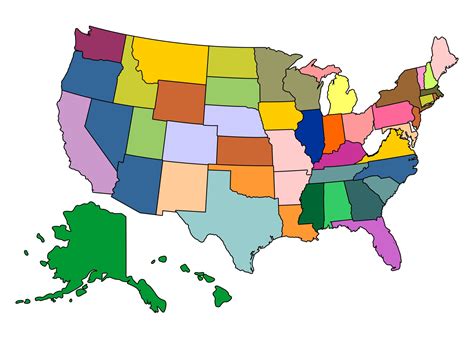 printable usa maps united states colored     printablee