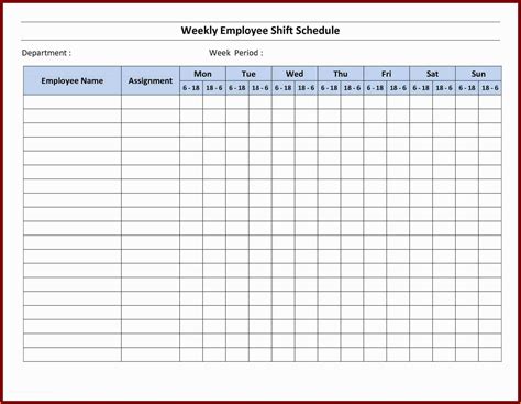 work schedule template  printable schedule maker