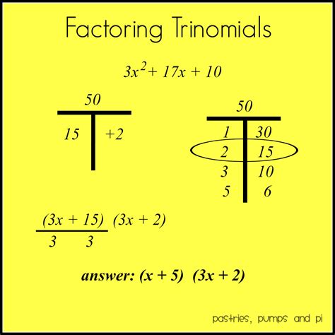 math tip   day factoring trinomials pastries pumps  pi