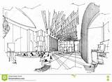 Sketch Interior Lobby Perspective Template Stock sketch template